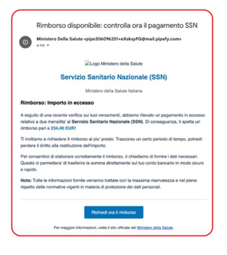 Falsa email del Ministero della Salute